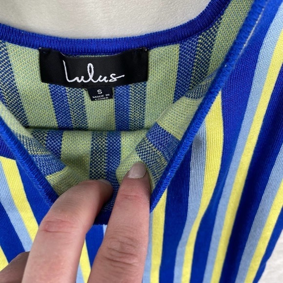 NWT Lulus Nayeli Blue Multi Striped Sleeveless Bodycon Sweater Dress-Small - Picture 2 of 7